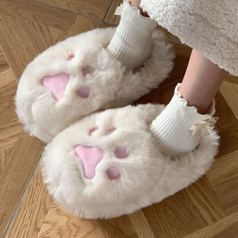 

Winter Women Slipper Cat Claw Cotton Home Slippers Warm And Non Slip Indoor Household Plush Slipper For Female Furry Shoes 2022