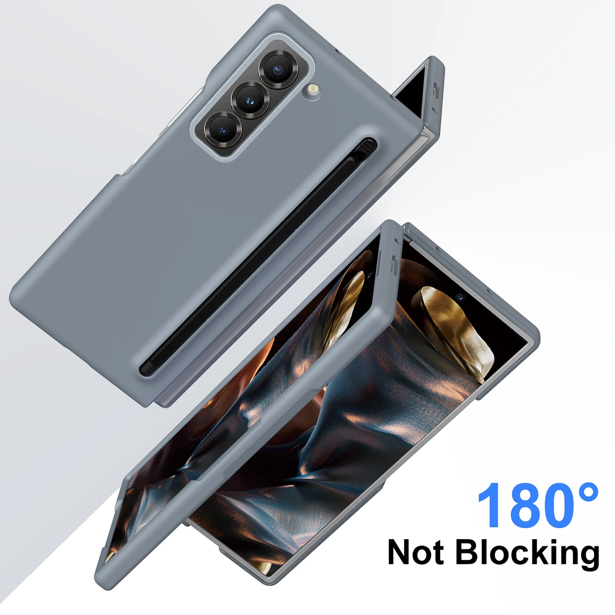 Фото Чехол для Samsung Galaxy Z Fold 7 6 5 4 3: Матовый, эластичный, приятный на ощупь, с опциональной ручкой и защитной пленкой, ударопрочный, жесткий корпус №2