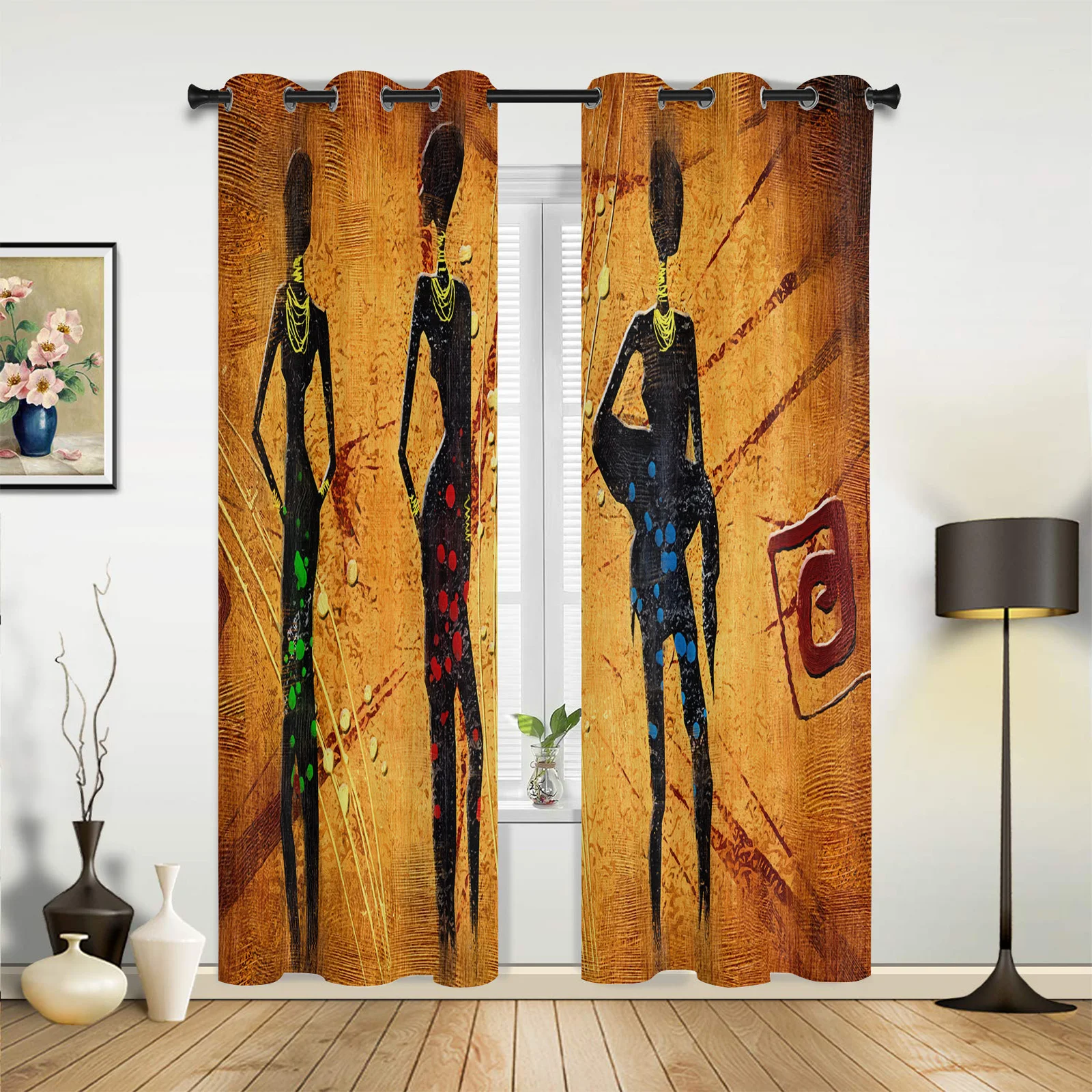 

African Women Retro Culture Curtains for Bedroom Living Room Drapes Kitchen Children's Room Window Curtain Modern Home Decor