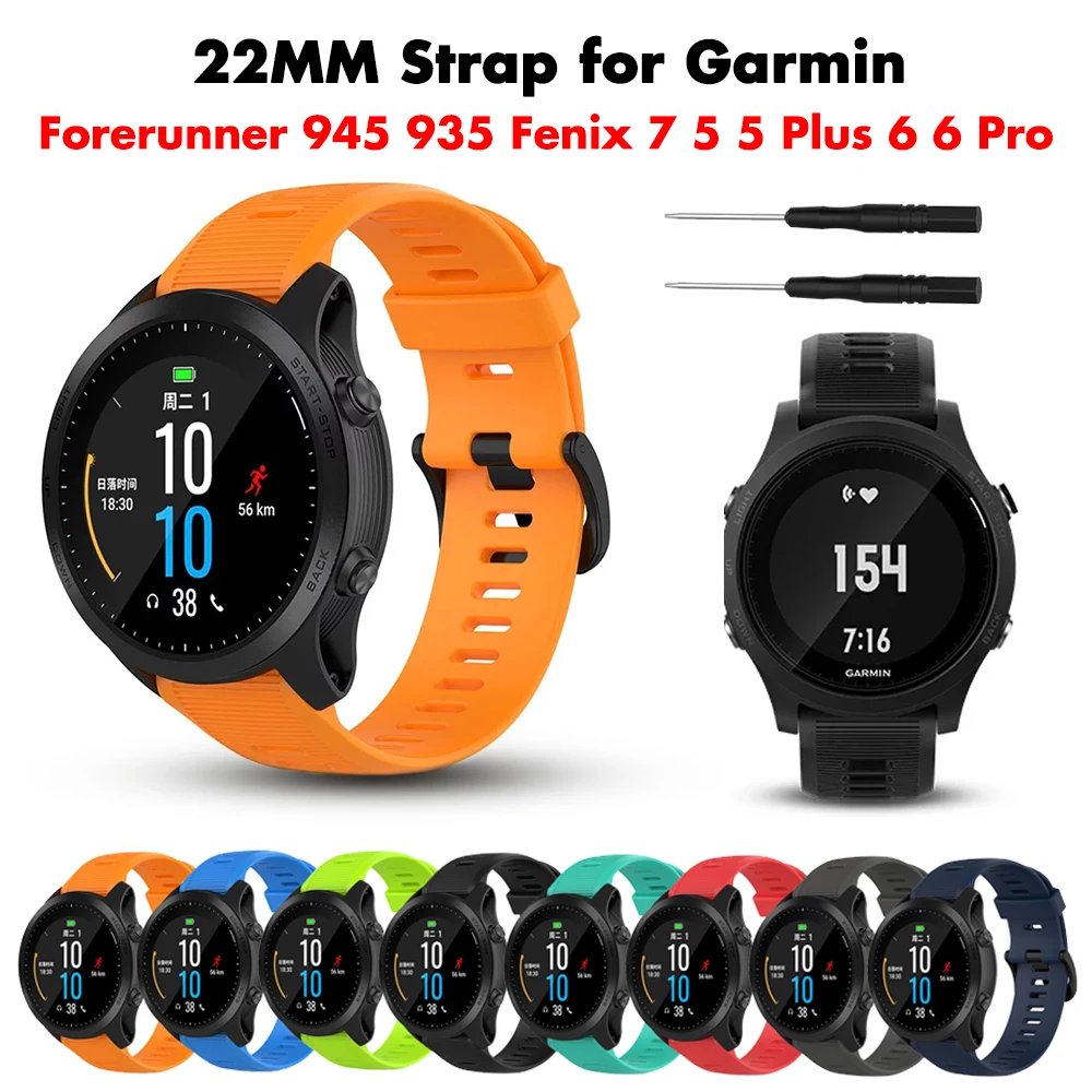 

22mm Smart Watch Band for For Garmin Forerunner 935 945 Fenix 6 5 Plus Silicone Outdoor Sports Waterproof Watchband For Fenix 7
