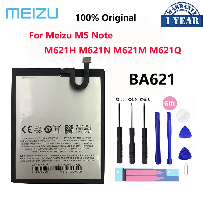 

100% Original 4000mAh BA621 Battery For Meizu M5 Note / Note 5 Note5 M621N M621M M621Q M621H Mobile Phone Batteries Bateria
