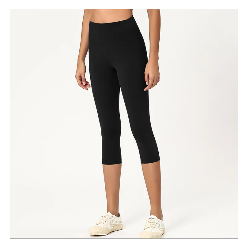 

New Yoga Leggings Women Double Size Sanding Naked Sense Pilates Cropped Trousers High Waist Slim European American Pants /40