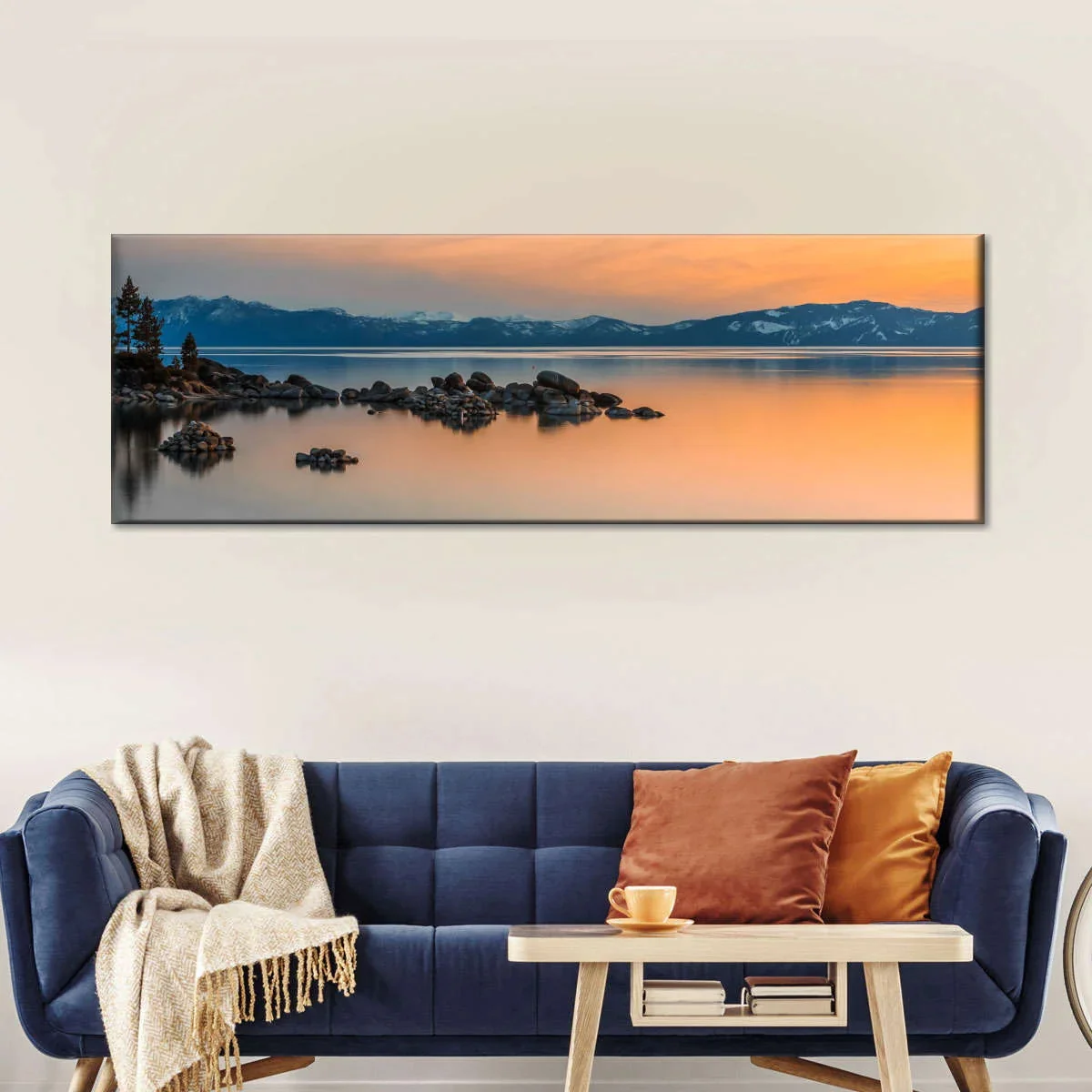 

Rocky Lake Tahoe Sunset Canvas Print Painting Poster Home Decor Wall Art Decoration Picture For Living Room Sofa Frameless