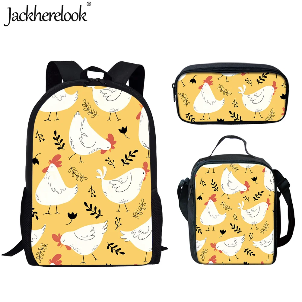 3 шт., набор школьных сумок для мальчиков и девочек, с принтом цыплят