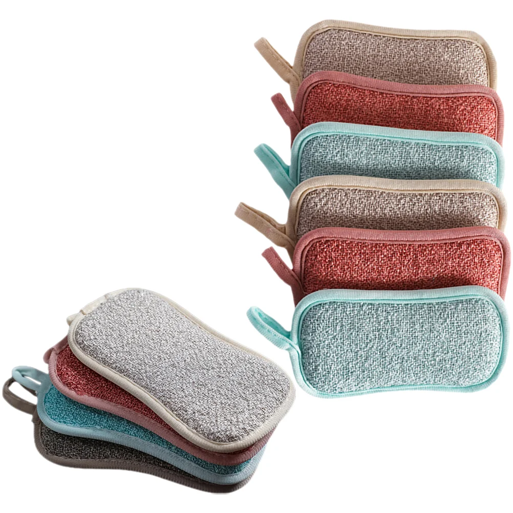 6-częściowa gąbka bawełniana Wygodna do czyszczenia wielokrotnego użytku Szorowanie Lniane naczynie Ściereczka z mikrofibry Kompaktowa odporna