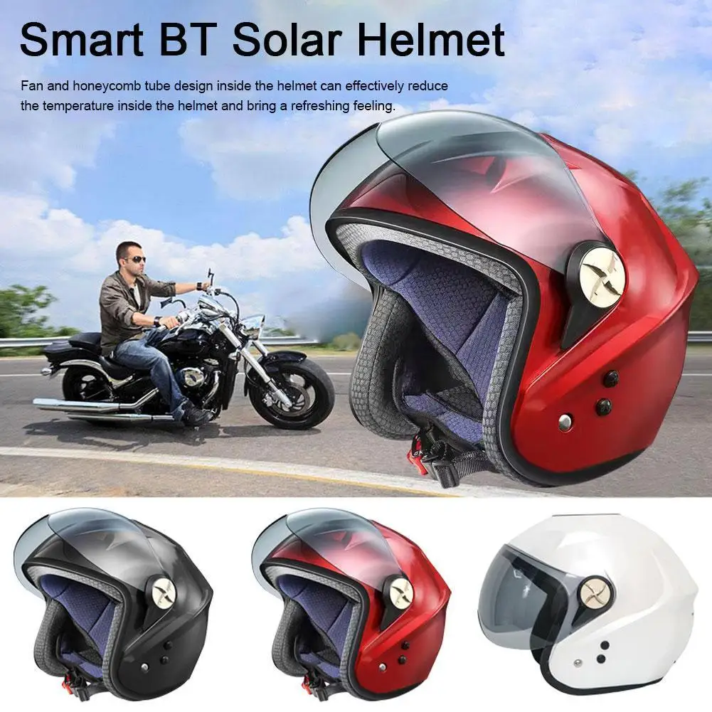 

Summer Solar Power Smart Bluetooth Cooling Fan Cycling Energy Powered Unisex Fan Helmet Comfortable Motorcycle Helmet S Y0R1