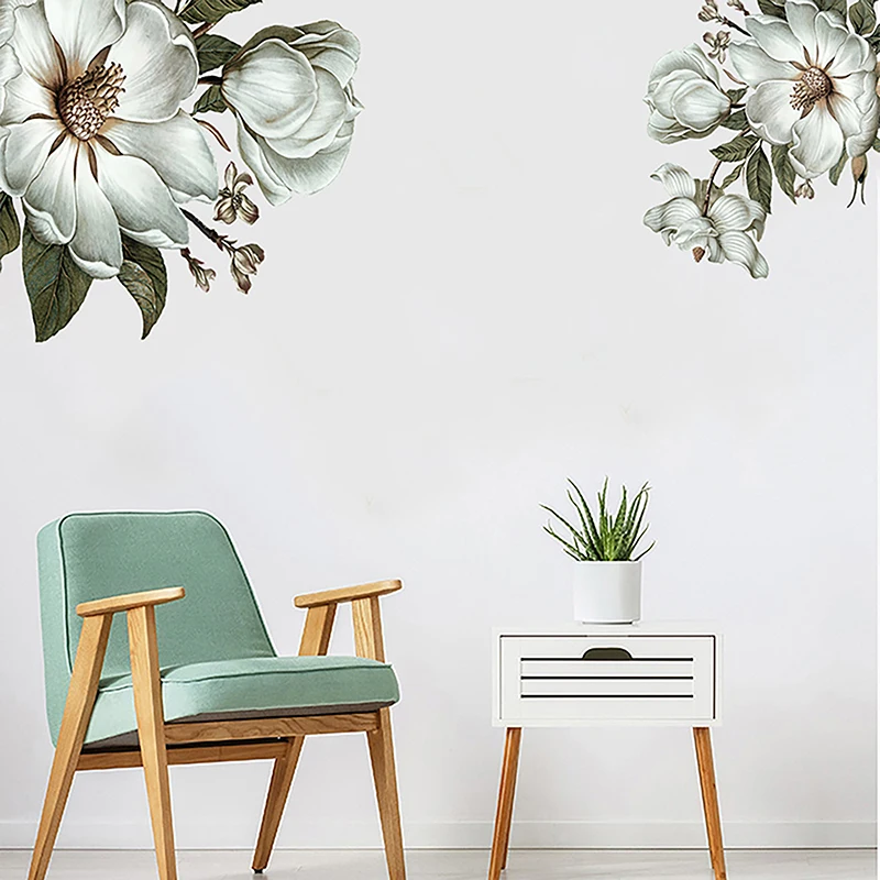 Классическая наклейка на стену с магнолией большой цветочный ретро-стиль