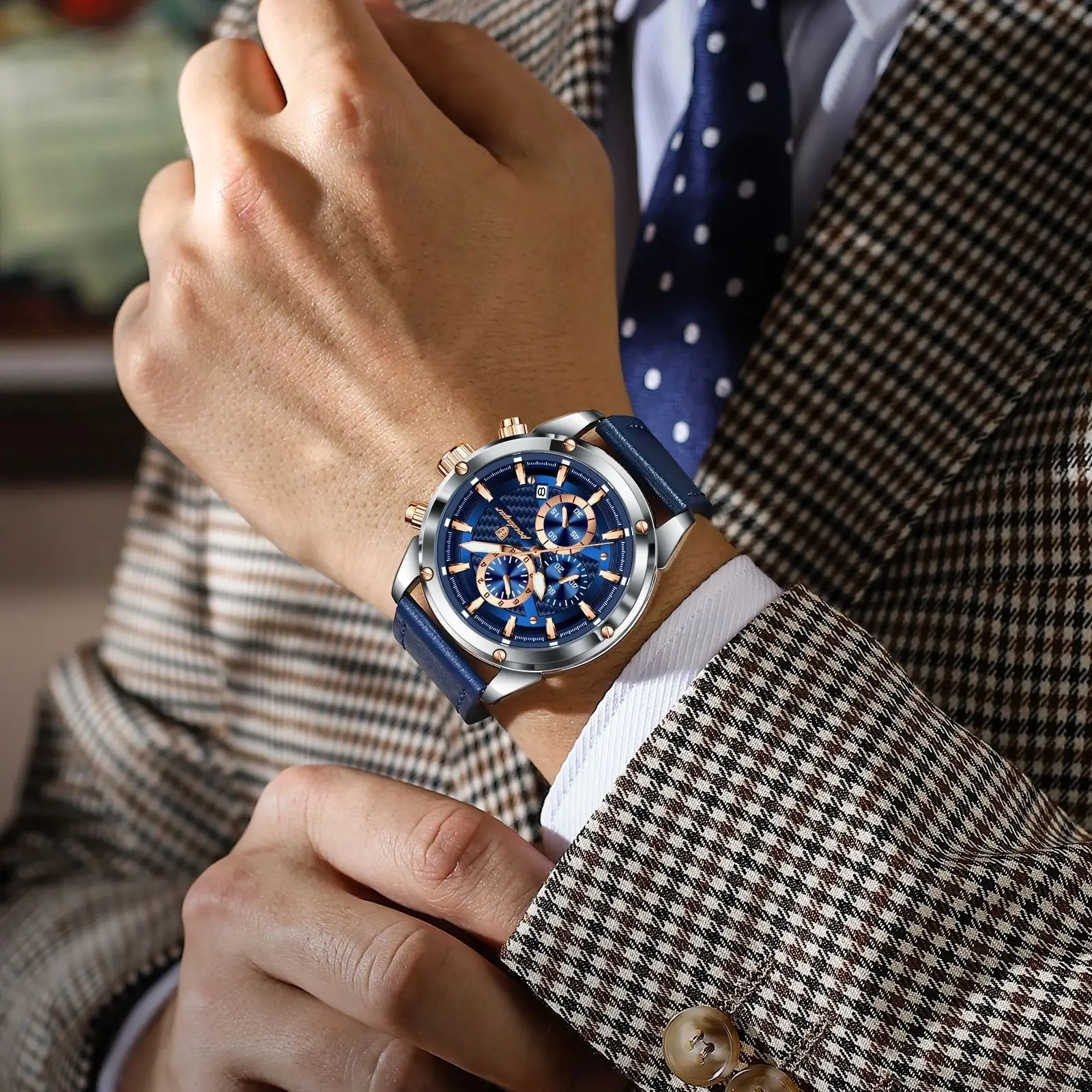 POEDAGAR Роскошные спортивные мужские наручные часы Военные кварцевые