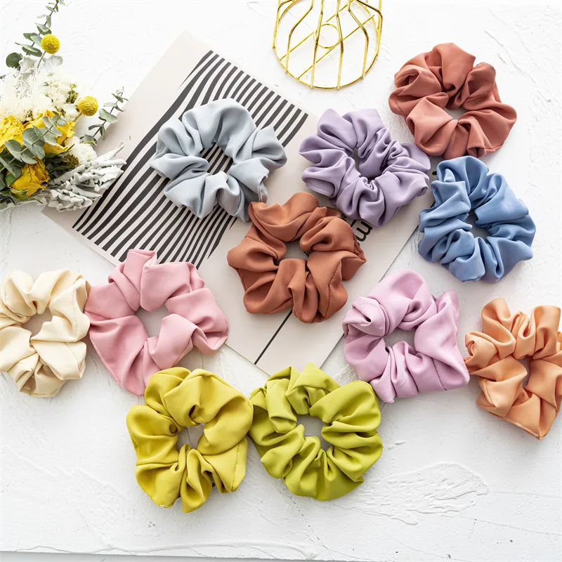 

1Pcs Candy Silk Satin Large Scrunchies Elastic Rubber Hair Bands Hair Rope Fashion Soft Hair Accessories