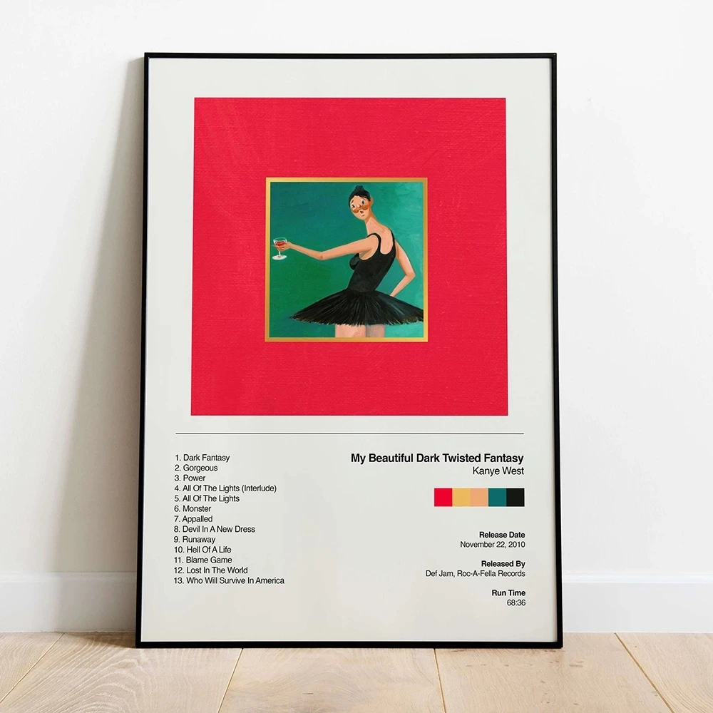 

Kanye West Poster My Beautiful Dark Twisted Fantasy Album Cover Canvas Painting Wall Picture Art Hip Hop Rap Prints Home Decor