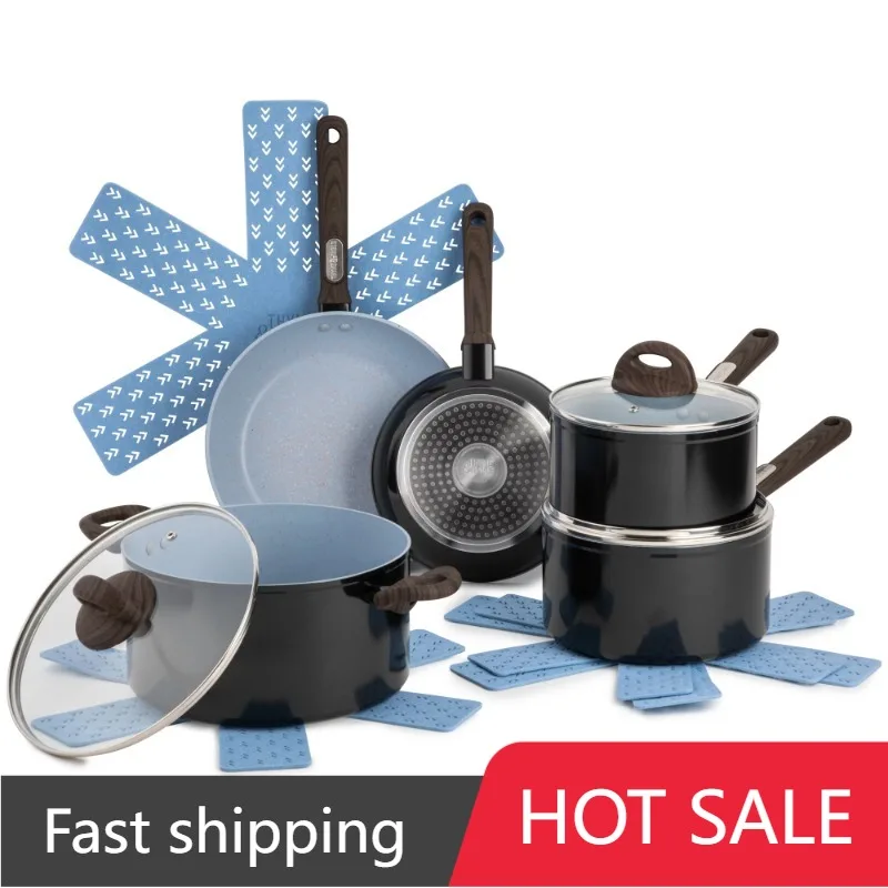 

Набор посуды с чамьяном и антипригарным покрытием, 12 предметов, Robin Egg Blue