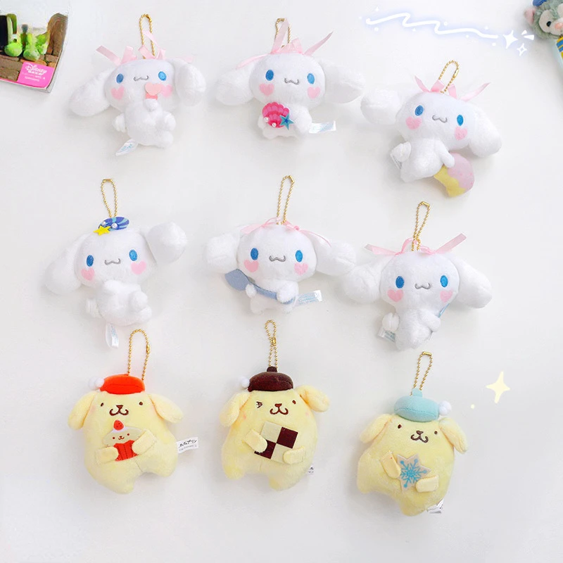 

Cinnamoroll Pompom Purin Is Cool and Cute Plush Doll Key Decoration Ins Girl Heart Bag Hanging Ornament Holiday Gift for Friends