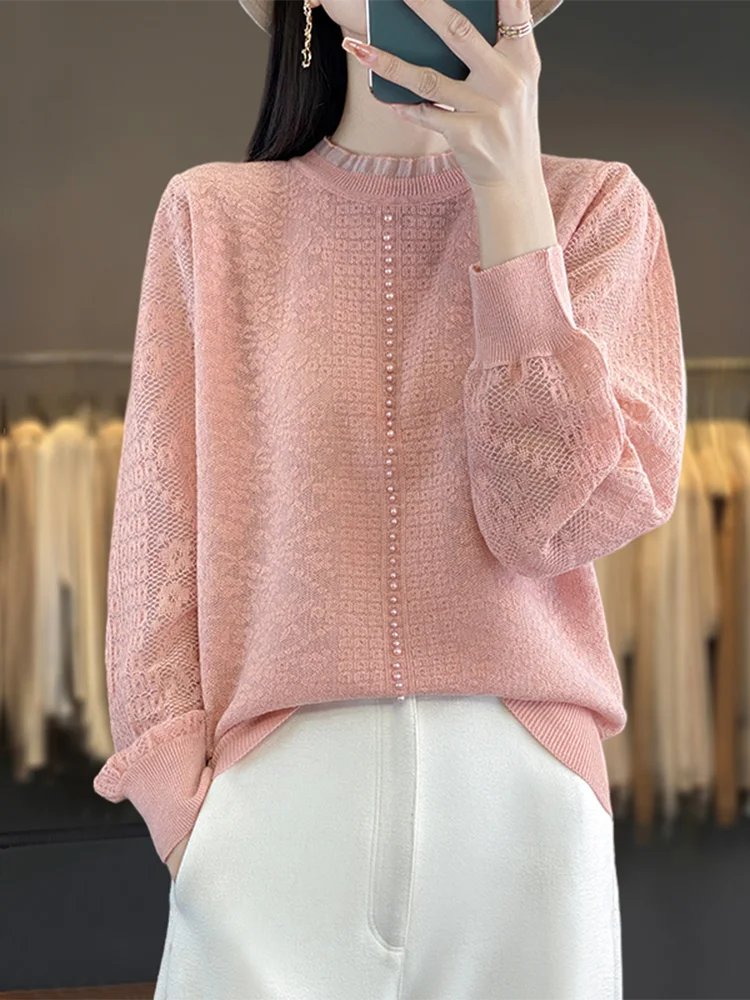 Женский свитер больших размеров для пухлых девочек на весну и осень свободный 2024