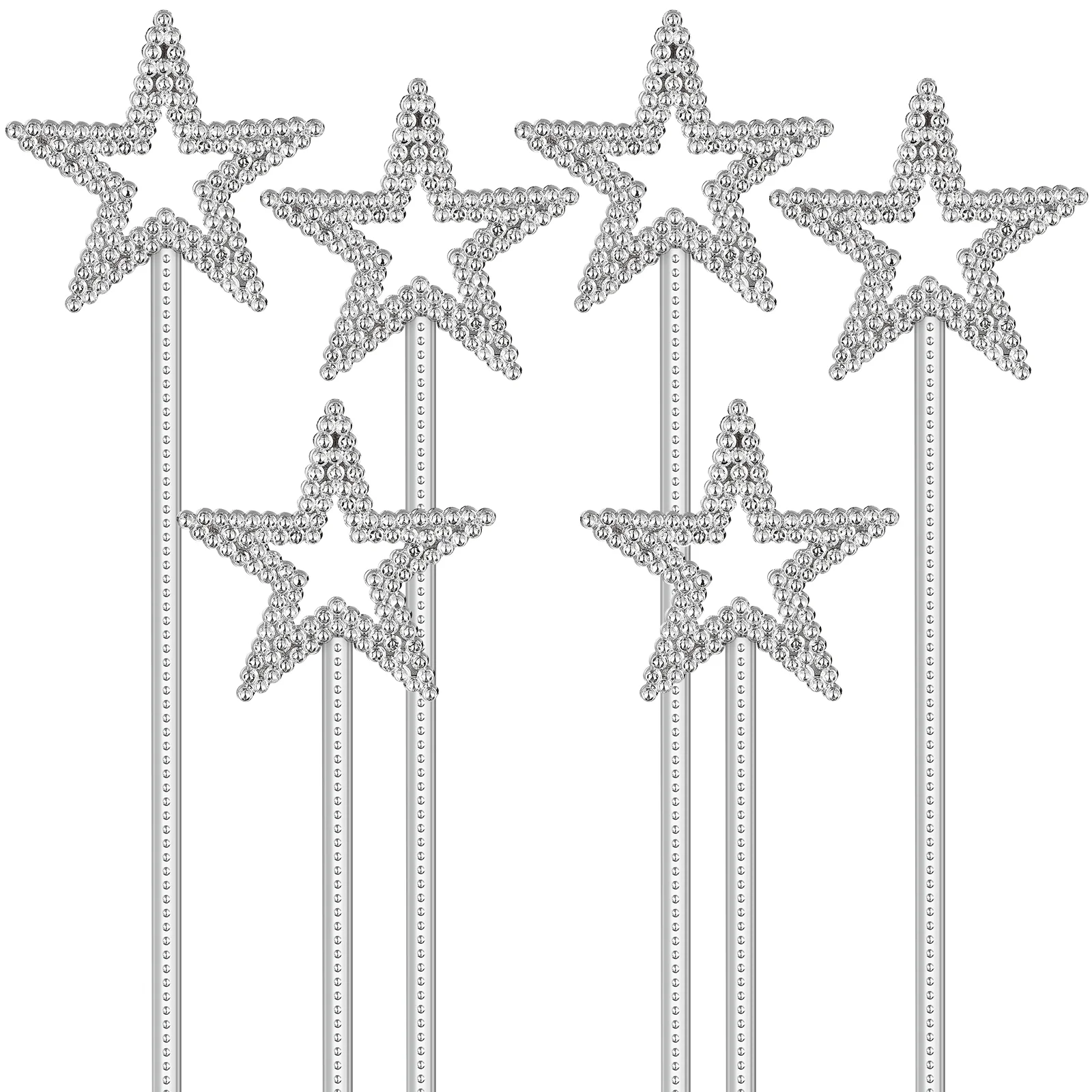 

12pcs Star Wand Fairy Wands Sticks Wands Masquerade Hand Wand Costume Props for Wedding Kids Birthday Party 22mm ( Silver )
