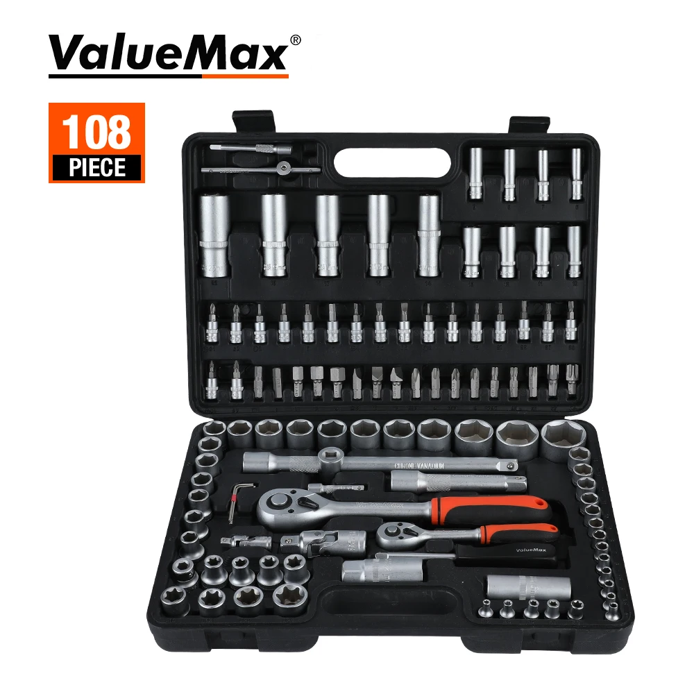 ValueMax 108PC Home Tool Kit Tool Set Box Set utensili manuali Kit di strumenti di riparazione auto professionali