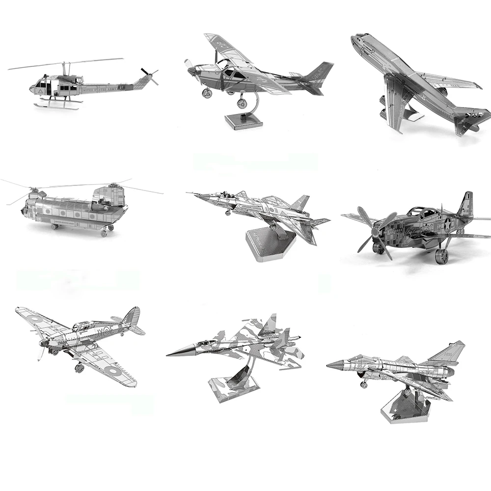 

35 Kinds 3D Metal Assembled Aircraft Helicopter Fighter Model Military Assembly Toys Puzzles for Kids Gift Toy 3d metal puzzle