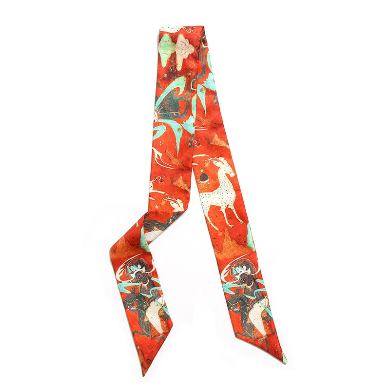 

2022 Satin DIY Print Silk Scarf Women Riband Handle Bags Scarf Long Hair Accessories Fashion Hair Band Designer headband Wraps
