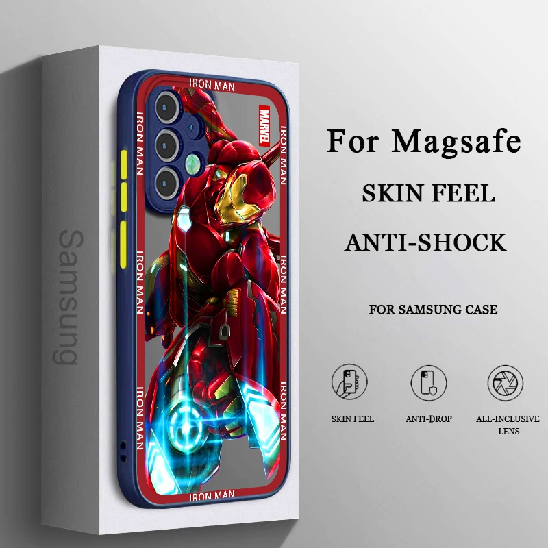

Marvel leader Iron Man Cool Phone Case For Samsung A71 A70 A52 A51 A42 A32 A22 A21S A12 A33 A53 Frosted Translucent Cover
