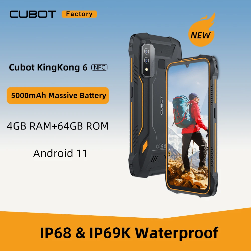 Cubot KingKong 6 Rugged Smartphone, 64GB ROM (128GB Extended), IP68 Waterproof, 5000mAh Battery, NFC, 4G Dual SIM, Android Phone