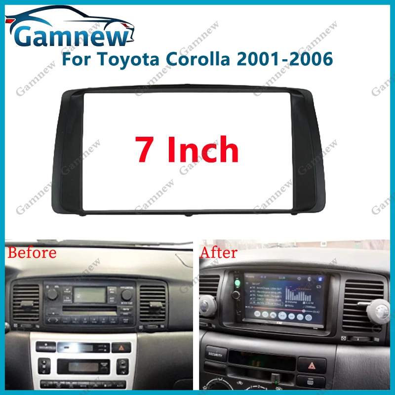 

7-дюймовая автомобильная лицевая панель 2DIN для Toyota Corolla 2001-2006, комплект рамы, установка лицевой панели