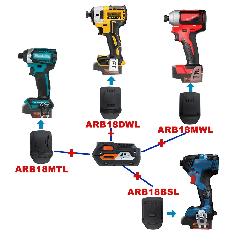 Адаптер-преобразователь ARB18DWL ARB18BSL ARB18MWL для аккумулятора Aeg RidGid Makita DeWalt Bosch