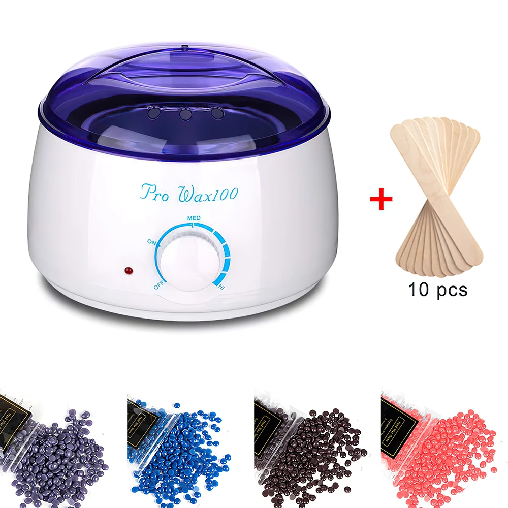 

200ml Hair Removal Wax-melt Machine Heater Wax Beans 12 Wood Stickers Hair Removal Machine Waxing Kit Calentador De Cera