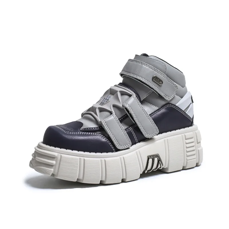 2023 Spring and Autumn New Spanish Retro Punk Contrast Color Women's Platform Metal Casual High-Top Shoes Women