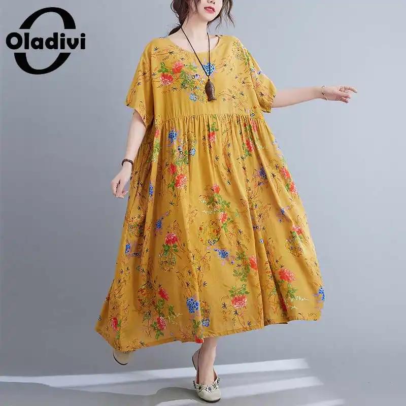 

Oladivi Oversized Boho Maxi Long Dress Women Summer Bohemian Beach Wear Ladies Casual Tunic Dresses 2022 New Robe Femme Vestidio