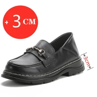 height enhancing loafers british thick soled college style casual leather low top loafers womens girls fashion heightening