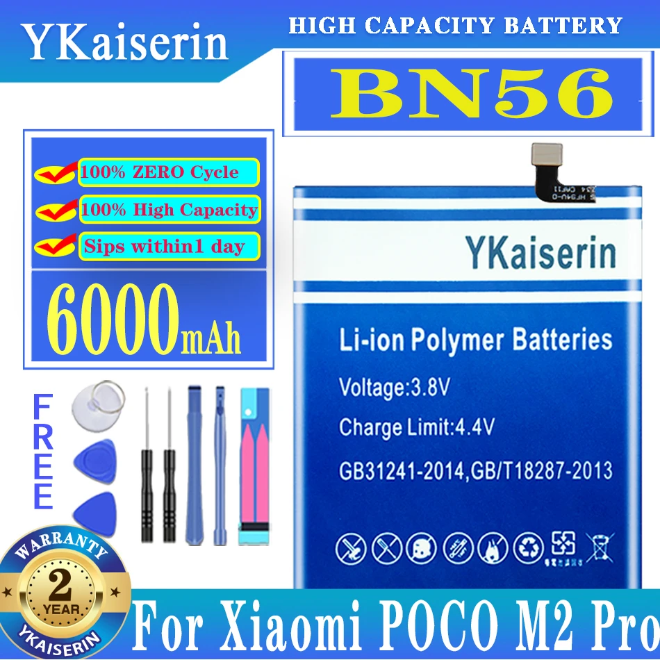 

Сменный аккумулятор ykaisсеребрин для Xiao Mi BN56 6000 мАч для Xiaomi POCO M2 Pro M2Pro для Redmi 9A 9C Redmi9A для Redmi9C High