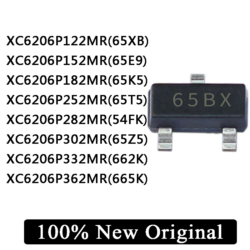 XC6206P122MR XC6206P152MR XC6206P182MR XC6206P252MR XC6206P282MR XC6206P302MR XC6206P332MR XC6206P362 MR 1,2/1,5/1,8 V LDOSOT23-3