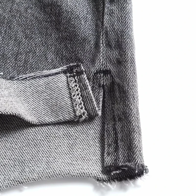 Withered 2023 England Style High Street Retro Ripped Hole Washed High Waist Mom Bermuda Denim Shorts Women