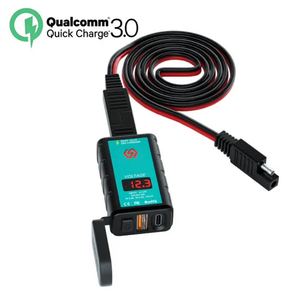 

Sae To Usb Adapter Pd Fast Charging Waterproof Independent Switch Button Dustproof Two Installation Methods Type-c Durable Usb