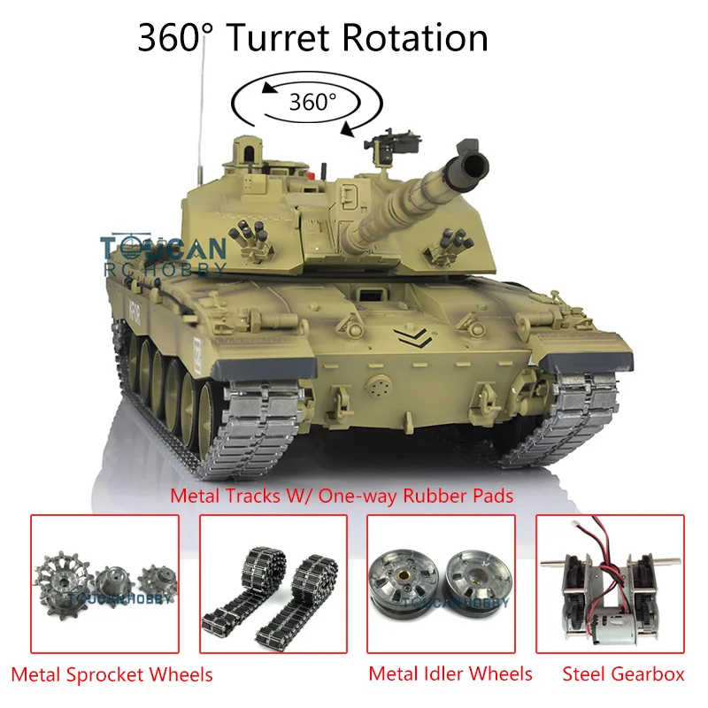 

Henglong 1/16 Upgraded Ver 7.0 Challenger II RC Tank 3908 Metal Tracks W/ Rubbers BB Airsoft Military Toys TH17739