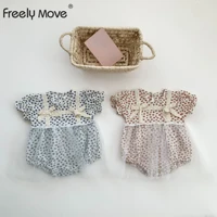 freely move 2pcs toddler kids baby clothes floral print o neck short sleeve jumpsuit summer sleeveless bodysuit outfits cute