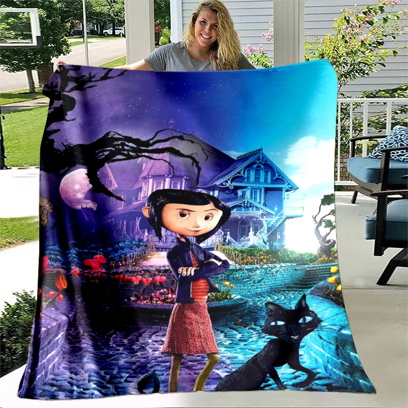 

Мультяшное одеяло из фильма Coraline, покрывало для кровати, клетчатый коврик, покрывала для кровати, покрывало для дивана, Клетчатое одеяло, те...