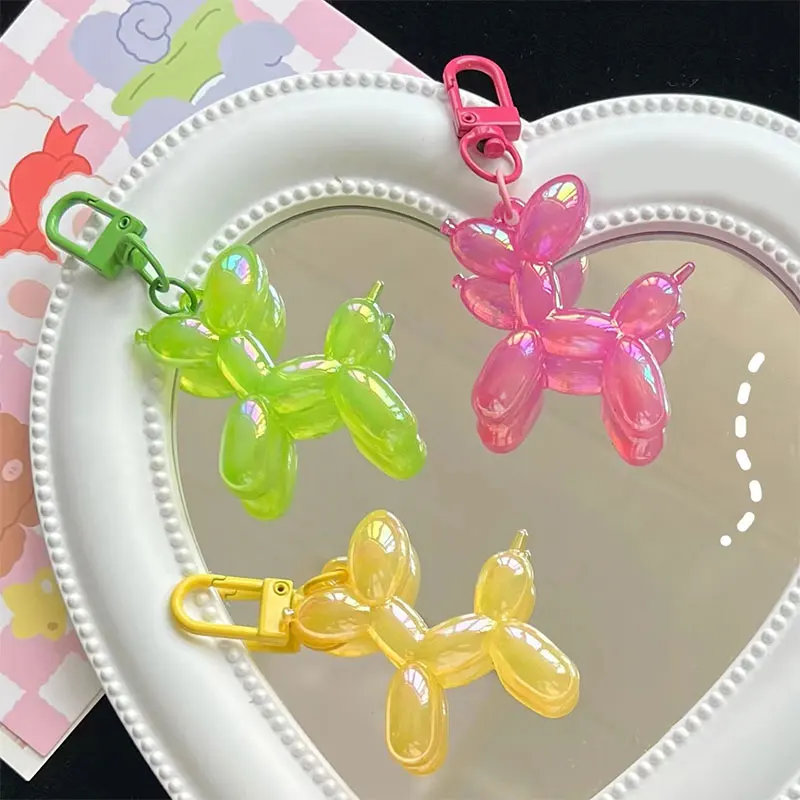 

Laser Balloon Dog Key Chain Bag Pendant Color Keychain Cartoon Pentagram Pearl Chain Noctilucent Jewelry Accessories Wholesale