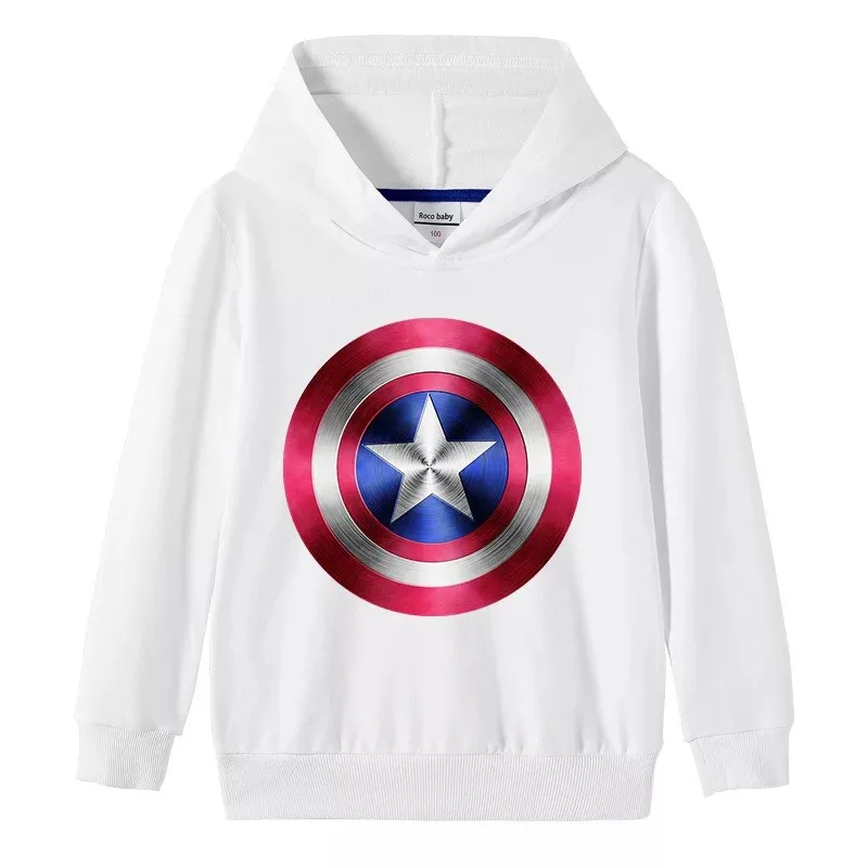 

Marvel Avengers Captain America Baby Boy Hooded Sweatshirt Spring Autumn Toddler Kids Hoodies Pullover Girl Tops Clpthes