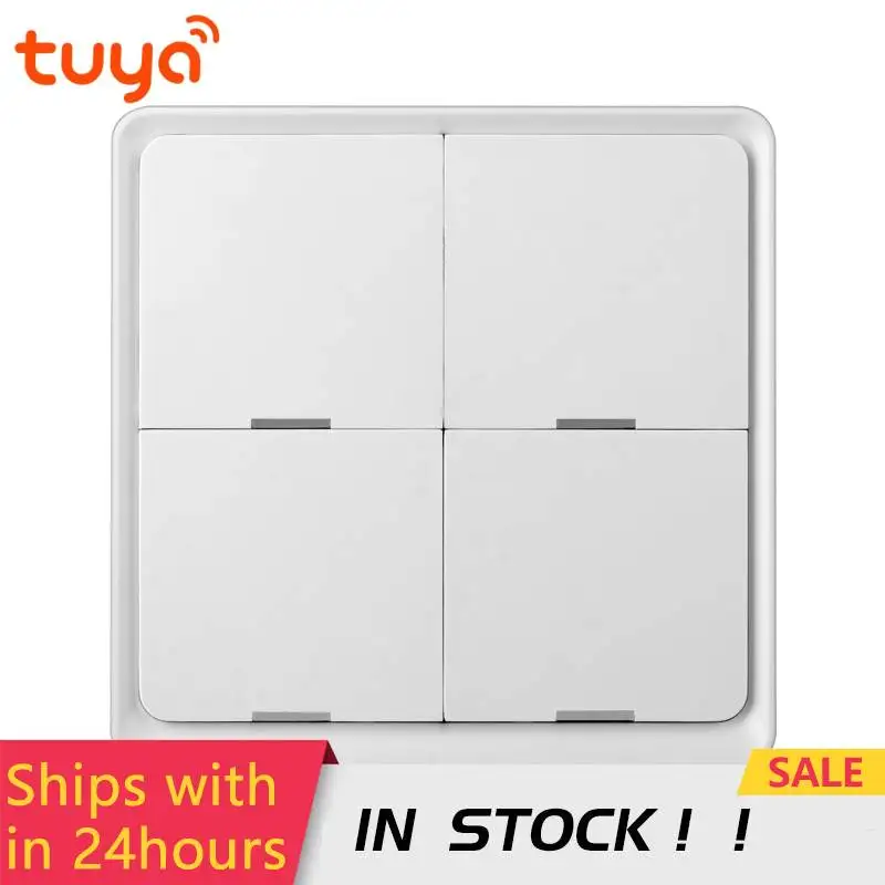 

Tuya Smart Zigbee Scene Switch Wireless Light Switch 4-way Remote Controller Sticker Work With Zigbee Gateway 2022 Smart Life