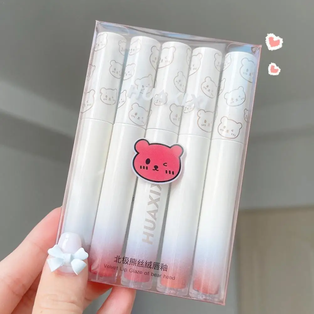 

5 Colors Sexy Matte Lip Gloss Set Red Lip Tint Long-Lasting Moisturizing Velvet Lipstick Waterproof Make Up Lipstick Cosmetics