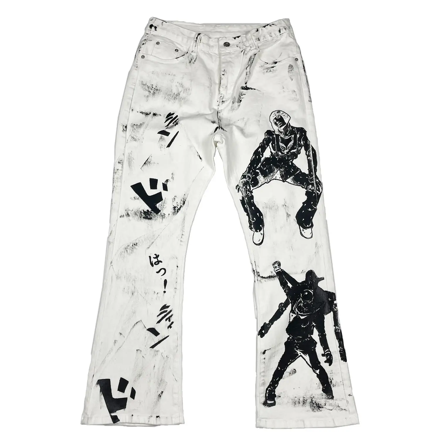 Original INS Street Fashion Personality Hand-Painted Printing Micro-Flare Pants Men And Women With The Same Autumn New Style