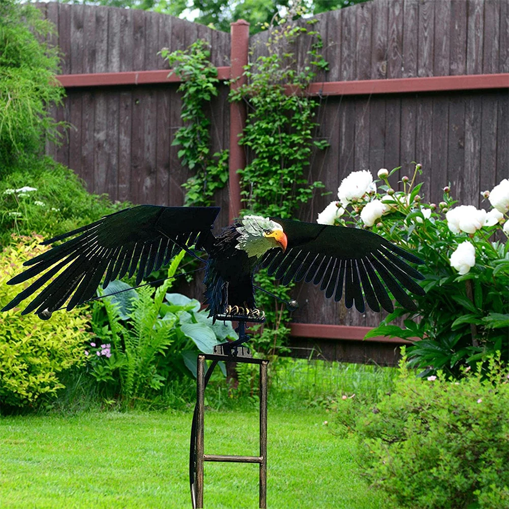 

Garden Eagle Birds Sculptures Iron Metal Eagle Wind Spinners Lawn Ornaments Crafts Garden Art Decor for Outdoor Lawn Courtyard