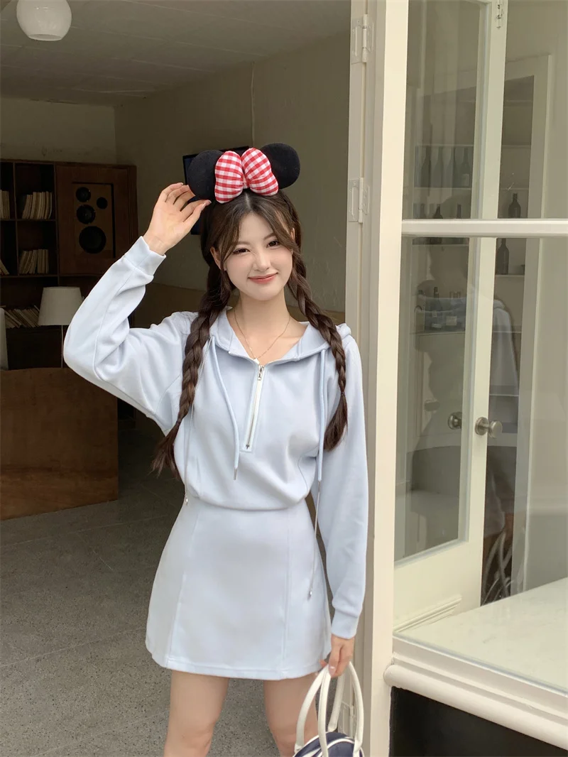 Осень 2024 платье больших размеров для полных девушек полумолния с длинными