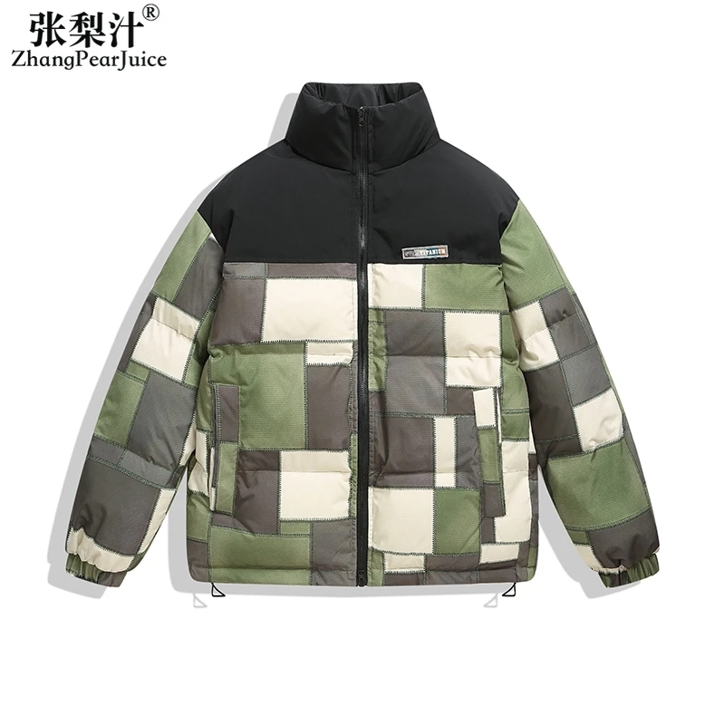 

Мужской пуховик в клетку, хлопковая куртка контрастных панелей, теплая зимняя куртка, 2023
