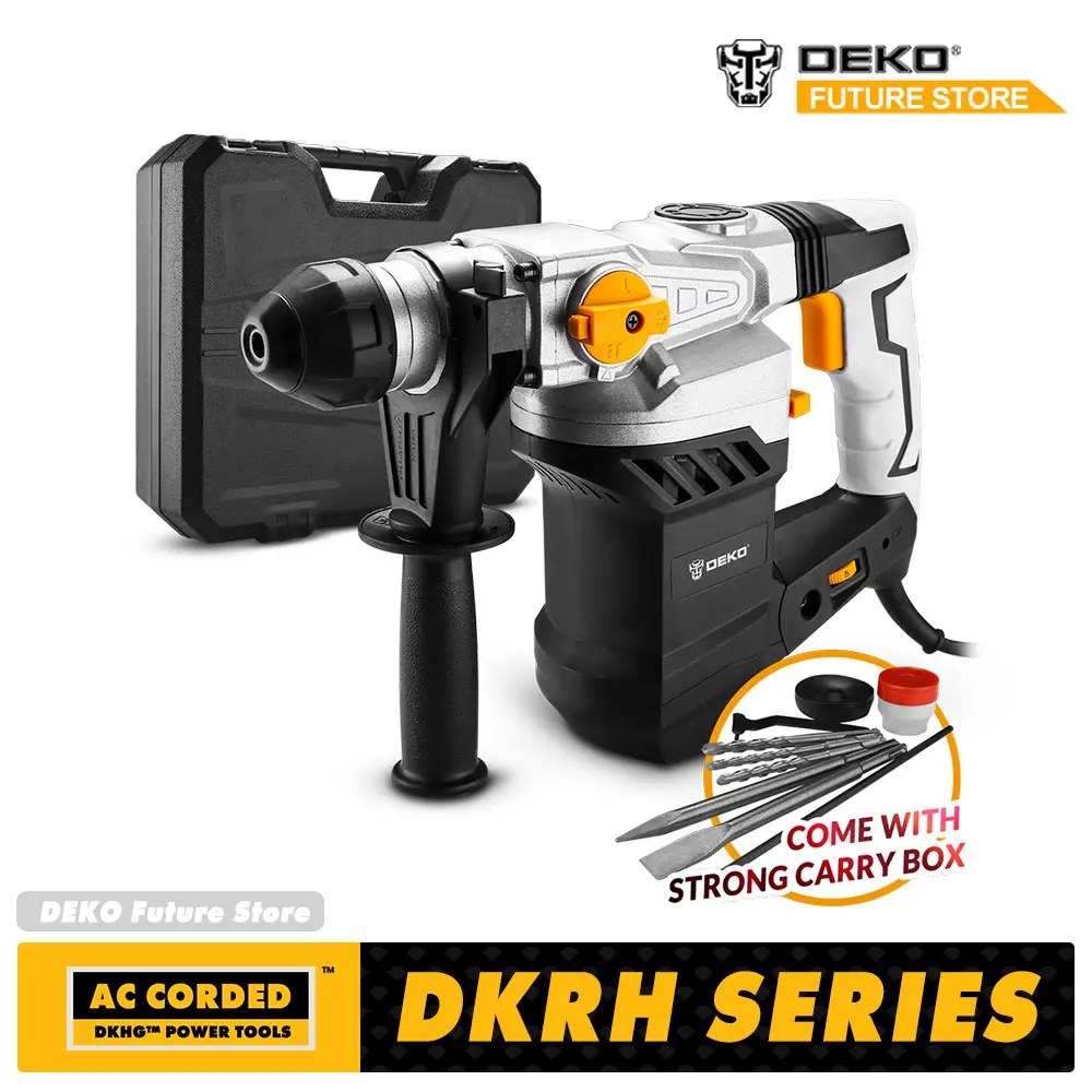 220V MULTIFUNCTIONAL ROTARY HAMMER WITH BMC&ACCESSORIES LECTRIC DEMOLITION HAMMER IMPACT DRILL PERFORATOR DEKO DKRH SERIES