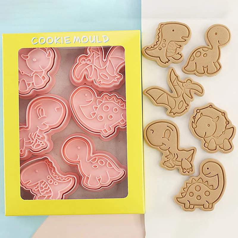 6 шт. набор формочек для печенья динозавр пластиковые мультяшные прессованные
