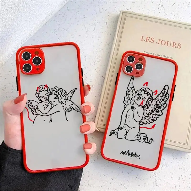 

Crying angel demon art line Phone Case matte transparent For iphone 14 11 12 13 plus mini x xs xr pro max cover