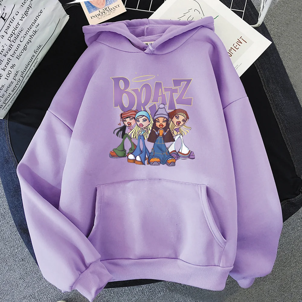 

Bratz oodie Women's Sweatsirt Casual Pullover Tick bratz Clotes Men Sudadera Japanese Streetwear Purple Lon Sleeve y2k Tops