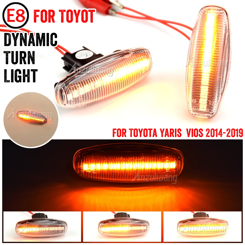

2Pcs/set LED Dynamic Lamp for Toyota Vios Yaris 2014-2019 Side Marker Lamp Turn Signal Light Automobile indicator lamp