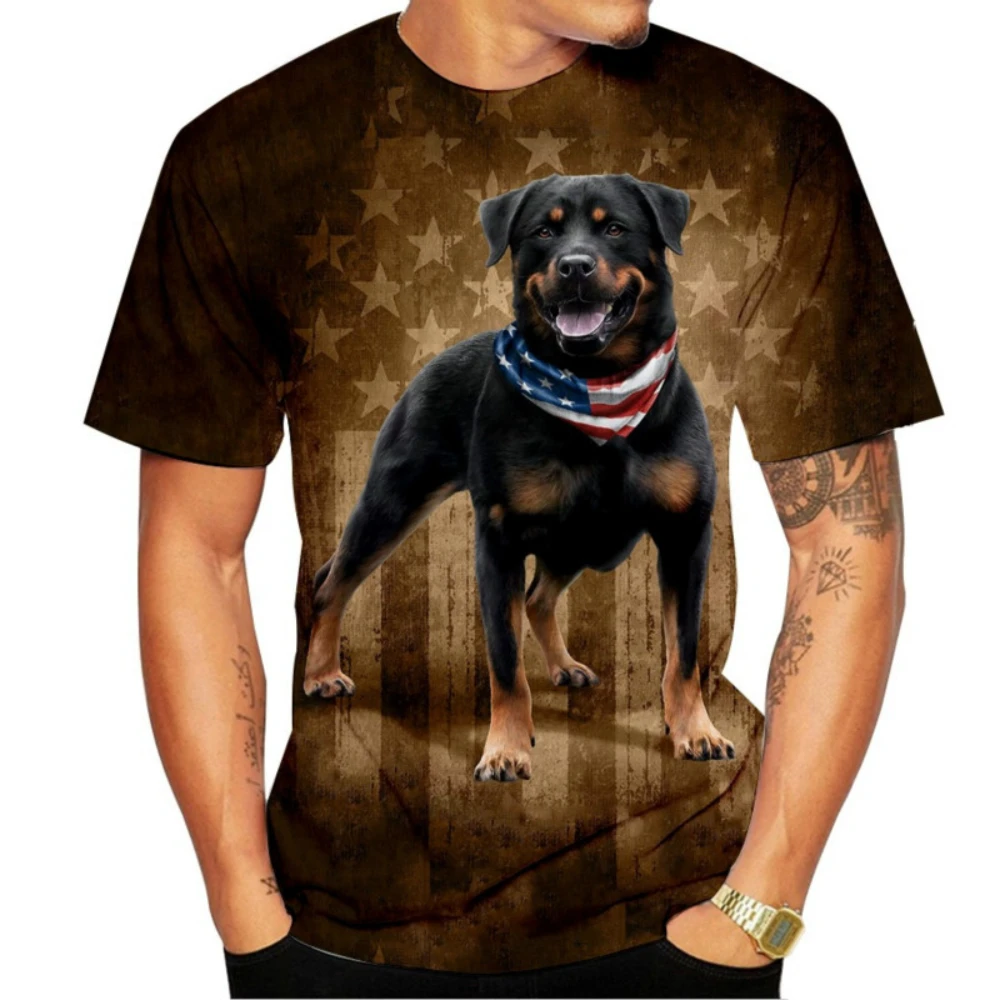 

Summer Printed T-shirt Fashion Funny Animal Puppy Round Neck Short-sleeved T-shirt New Men's And Women's Casual Tee Tops